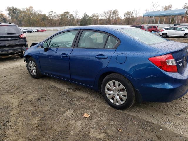 19XFB2E57CE004997 - 2012 HONDA CIVIC LX BLUE photo 2