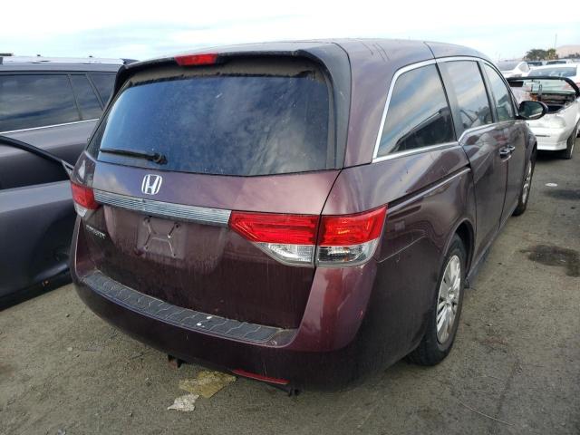 5FNRL5H26EB072752 - 2014 HONDA ODYSSEY LX BURGUNDY photo 3