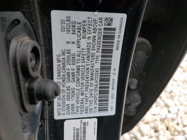 2HGFC1E54LH703243 - 2020 HONDA CIVIC SI BLACK photo 12