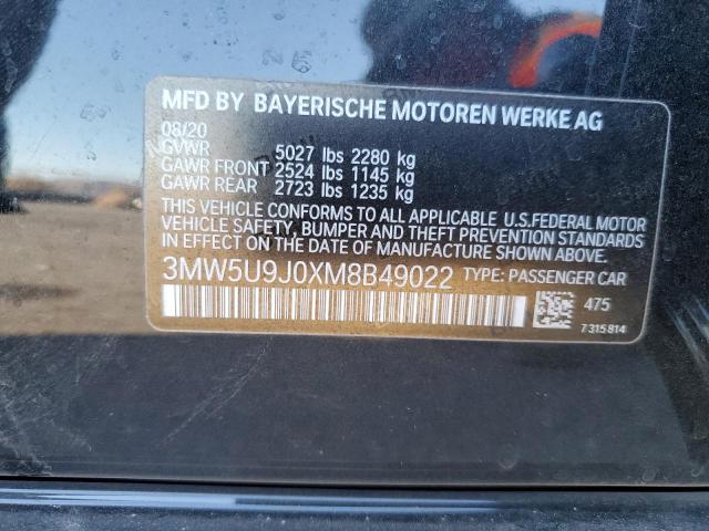 3MW5U9J0XM8B49022 - 2021 BMW M340XI BLACK photo 12