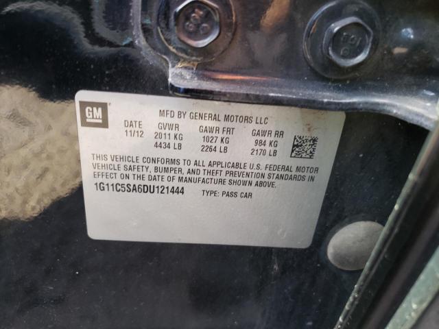 1G11C5SA6DU121444 - 2013 CHEVROLET MALIBU 1LT BLACK photo 12