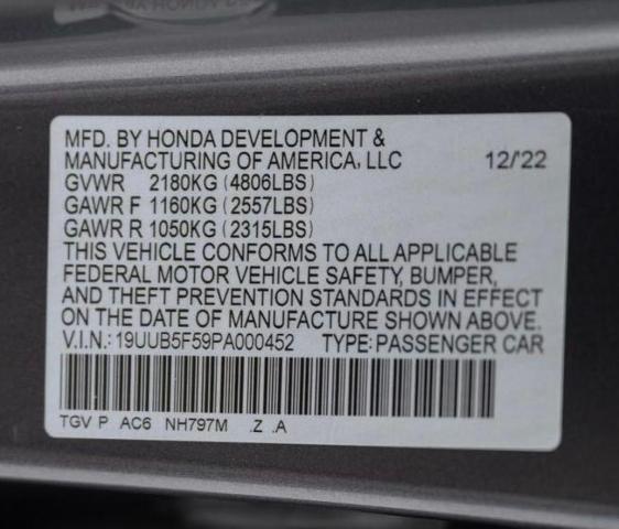 19UUB5F59PA000452 - 2023 ACURA TLX TECH A GRAY photo 10
