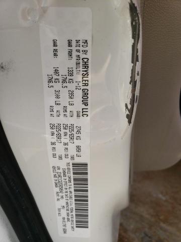 2C4RC1CG2CR250542 - 2012 CHRYSLER TOWN & COU TOURING L WHITE photo 13