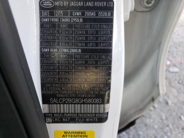 SALCP2BG8GH580083 - 2016 LAND ROVER DISCOVERY SE WHITE photo 13