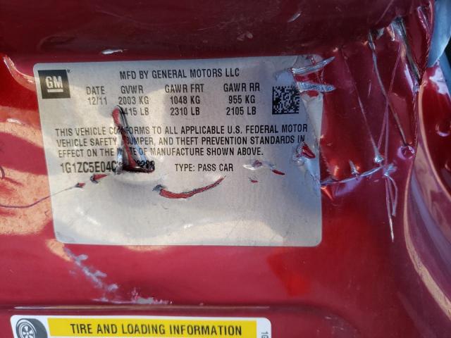 1G1ZC5E04CF239288 - 2012 CHEVROLET MALIBU 1LT RED photo 12