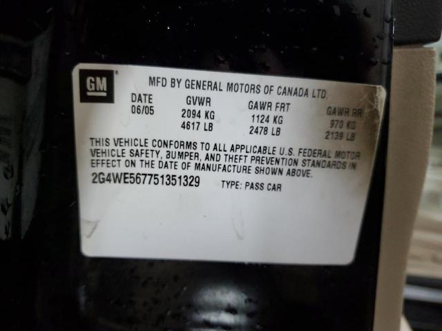 2G4WE567751351329 - 2005 BUICK LACROSSE CXS BLACK photo 13
