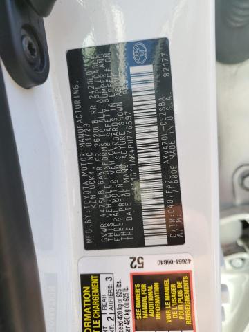 4T1G11AK4PU776597 - 2023 TOYOTA CAMRY SE NIGHT SHADE WHITE photo 12