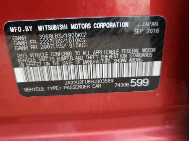 JA32U2FU6HU003569 - 2017 MITSUBISHI LANCER ES RED photo 12