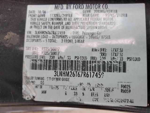 3LNHM26T67R617459 - 2007 LINCOLN MKZ GRAY photo 13