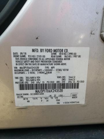 MAJ3P1TE6JC243520 - 2018 FORD ECOSPORT SE Silber Foto 14