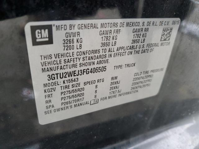 3GTU2WEJ3FG406505 - 2015 GMC SIERRA K1500 DENALI BLACK photo 12