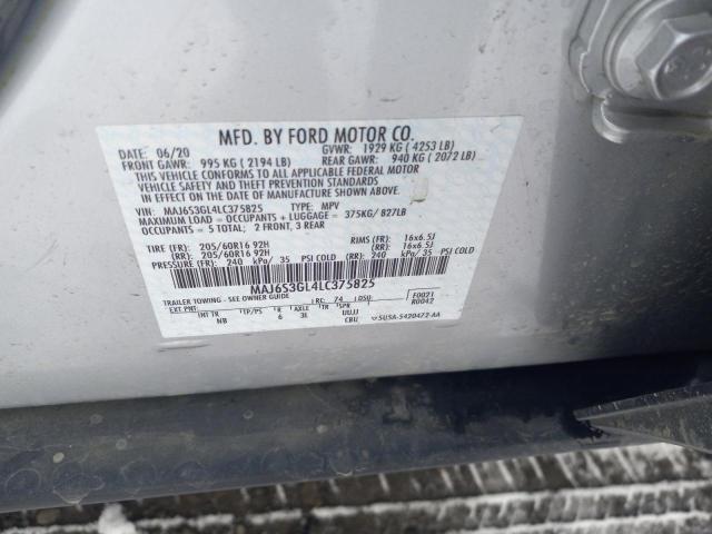 MAJ6S3GL4LC375825 - 2020 FORD ECOSPORT SE 银色 照片 12