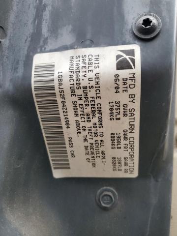 1G8AJ52F04Z214904 - 2004 SATURN ION LEVEL 2 勃艮第红 照片 12