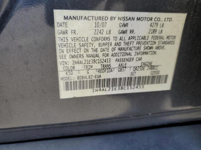 1N4AL21E38C152453 - 2008 NISSAN ALTIMA 2.5 GRAY photo 12