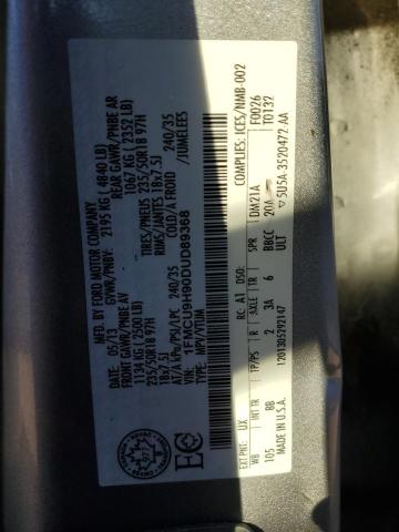 1FMCU9H90DUD89368 - 2013 FORD ESCAPE SEL SILVER photo 13