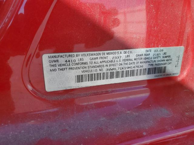 3VWRL71K19M147636 - 2009 VOLKSWAGEN JETTA TDI RED photo 12