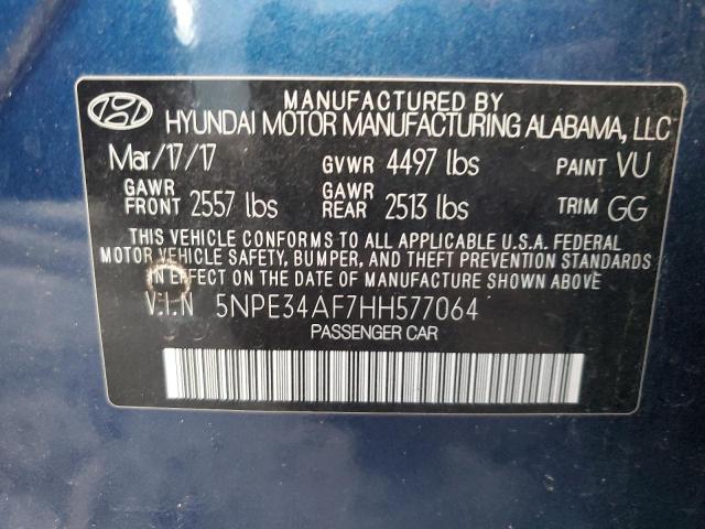 5NPE34AF7HH577064 - 2017 HYUNDAI SONATA SPORT BLUE photo 12