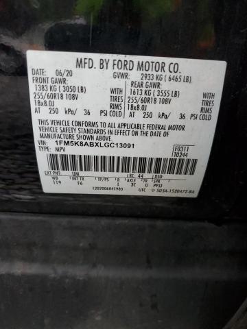 1FM5K8ABXLGC13091 - 2020 FORD EXPLORER POLICE INTERCEPTOR BLACK photo 13