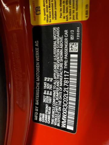 WMWXR3C02L2L78117 - 2020 MINI COOPER RED photo 12