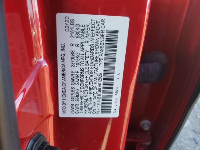 19UUB1F36LA012026 - 2020 ACURA TLX RED photo 12