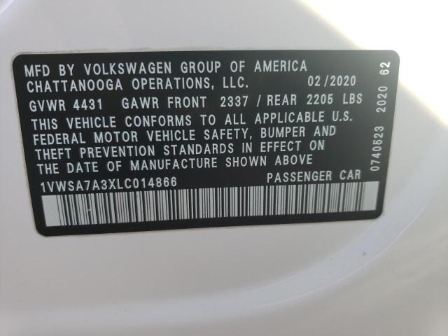 1VWSA7A3XLC014866 - 2020 VOLKSWAGEN PASSAT SE WHITE photo 12