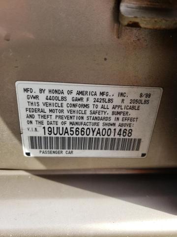 19UUA5660YA001468 - 2000 ACURA 3.2TL GOLD photo 12