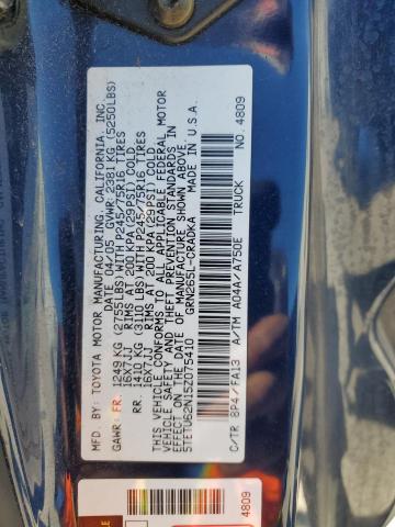 5TETU62N15Z075410 - 2005 TOYOTA TACOMA PRERUNNER ACCESS CAB BLUE photo 12