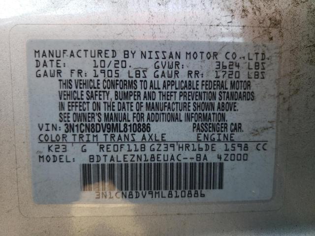 3N1CN8DV9ML810886 - 2021 NISSAN VERSA S SILVER photo 13