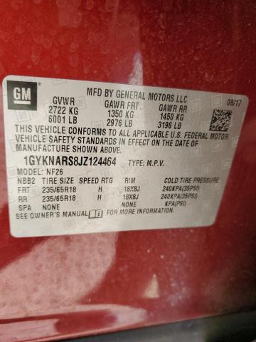 1GYKNARS8JZ124464 - 2018 CADILLAC XT5 RED photo 13