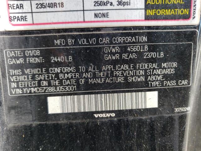 YV1MC67288J053001 - 2008 VOLVO C70 T5 BLACK photo 12