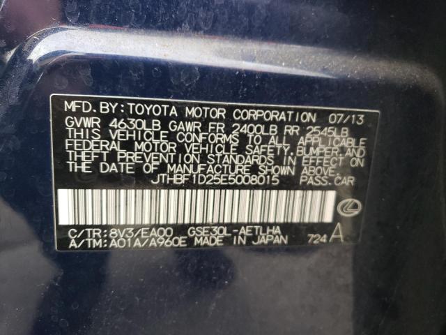 JTHBF1D25E5008015 - 2014 LEXUS IS 250 BLUE photo 12