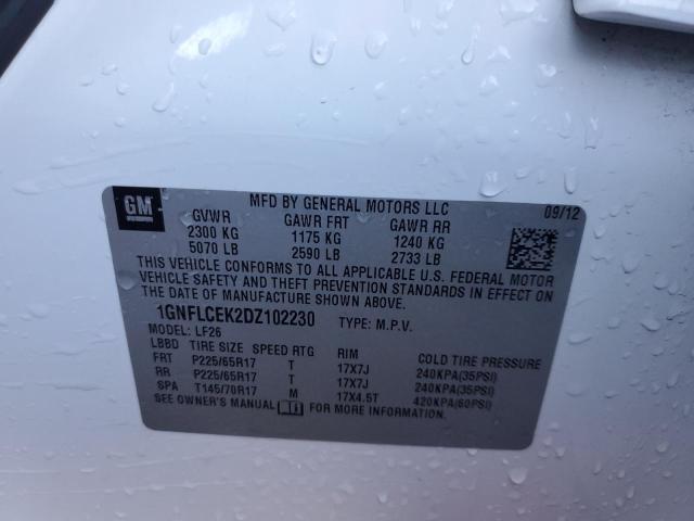 1GNFLCEK2DZ102230 - 2013 CHEVROLET EQUINOX LS WHITE photo 13