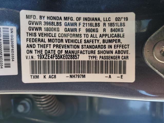 19XZE4F55KE028857 - 2019 HONDA INSIGHT EX GRAY photo 13