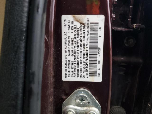 5KBCP3F88AB011176 - 2010 HONDA ACCORD EXL BURGUNDY photo 13