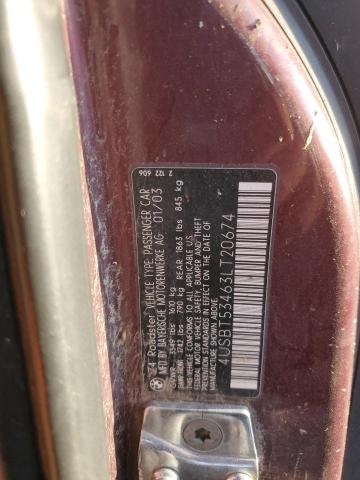 4USBT53463LT20674 - 2003 BMW Z4 3.0 勃艮第红 照片 12