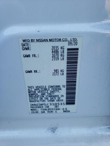 1N4AZ1BP5LC310535 - 2020 NISSAN LEAF S WHITE photo 12