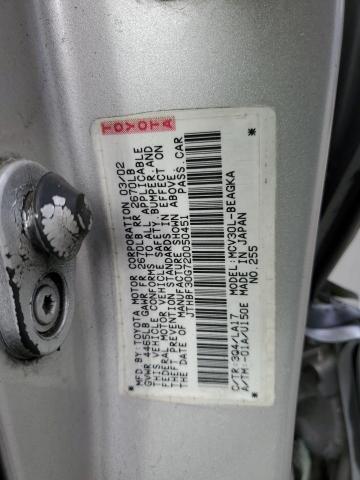 JTHBF30G720050451 - 2002 LEXUS ES 300 SILVER photo 12