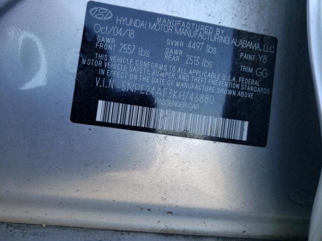 5NPE24AF3KH746880 - 2019 HYUNDAI SONATA SE SILVER photo 12