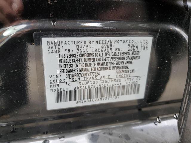 3N1AB8CVXMY277824 - 2021 NISSAN SENTRA SV BLACK photo 12