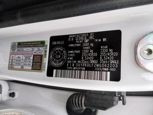 5XYRKDLF2MG062203 - 2021 KIA SORENTO SX WHITE photo 12