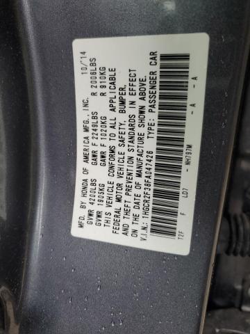 1HGCR2F38FA047426 - 2015 HONDA ACCORD LX GRAY photo 12