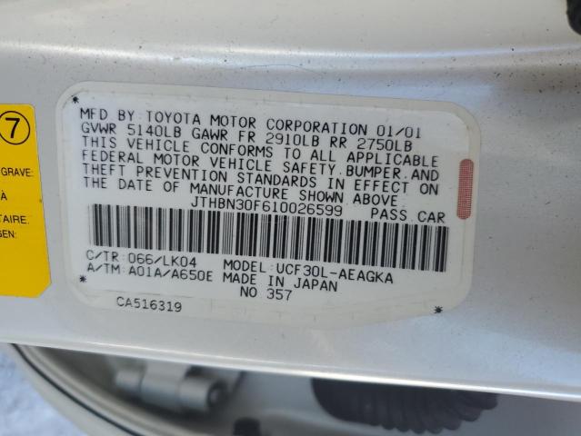 JTHBN30F610026599 - 2001 LEXUS LS 430 SILVER photo 12