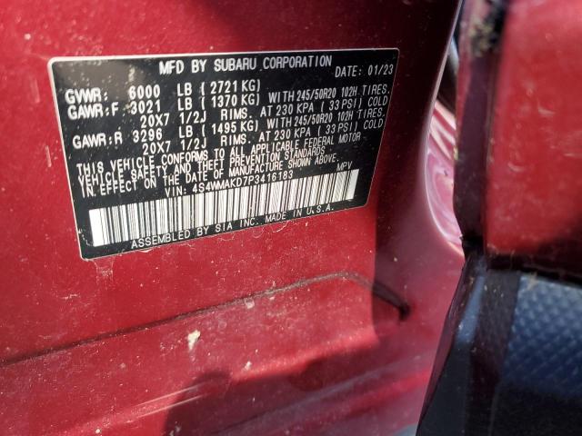 4S4WMAKD7P3416183 - 2023 SUBARU ASCENT LIMITED RED photo 13