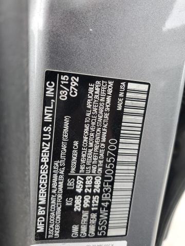 55SWF4JB3FU055700 - 2015 MERCEDES-BENZ C 300 GRAY photo 12