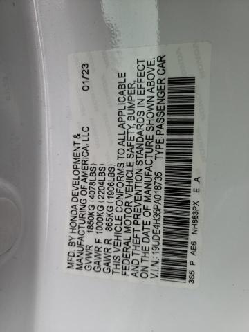 19UDE4H35PA018735 - 2023 ACURA INTEGRA A-SPEC WHITE photo 12