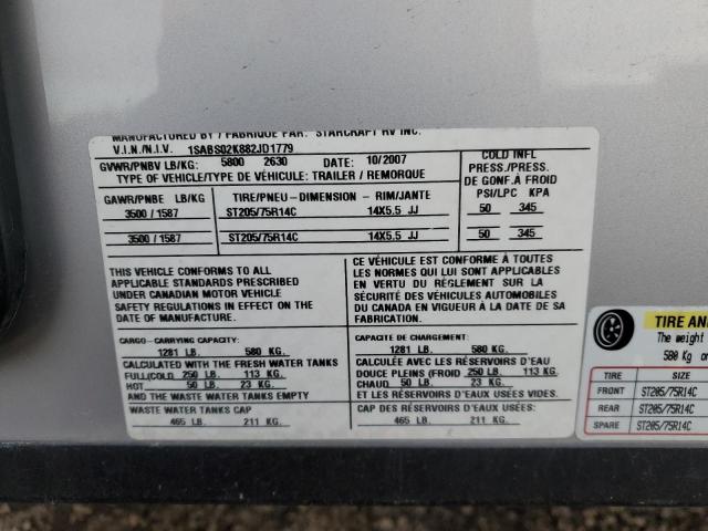 1SABS02K882JD1779 - 2008 STARCRAFT STARSTREAM GRAY photo 10