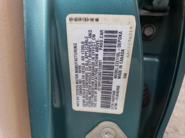 2T1BR12E5XC132801 - 1999 TOYOTA COROLLA VE BLUE photo 12