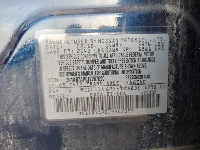 3N1AB7AP0JY267099 - 2018 NISSAN SENTRA S BLUE photo 12