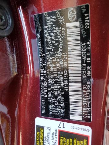 4T1BK1EBXEU081216 - 2014 TOYOTA AVALON BASE 栗色 照片 13