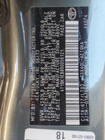 4T1BK1EB8DU056121 - 2013 TOYOTA AVALON BASE 灰色 照片 13